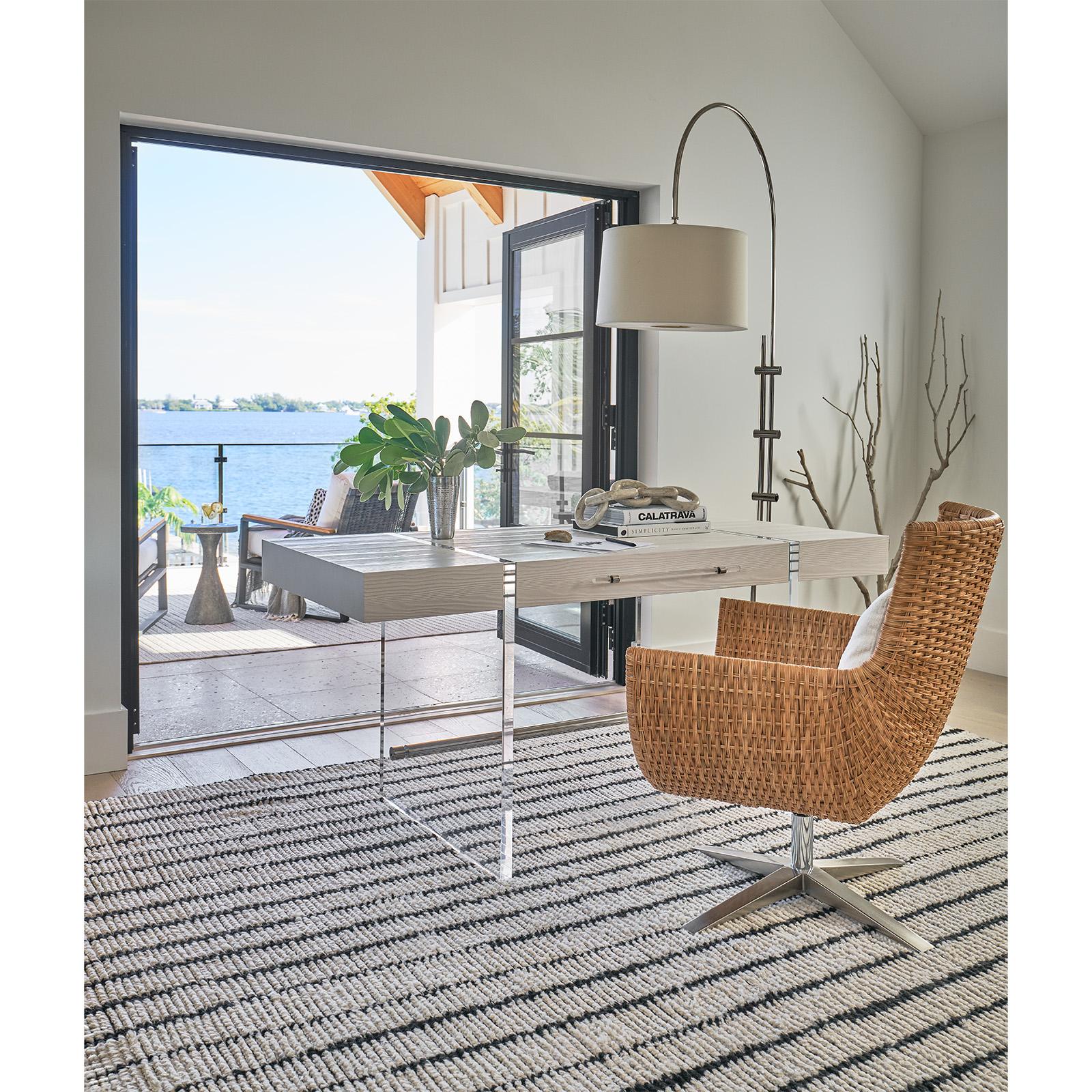 Arc Floor Lamp With Fabric Shade Polished Nickel
